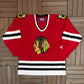 Chicago Blackhawks Stitched Hockey Jersey | Size Large | Vintage 1990s Starter NHL Hockey Red Jersey |
