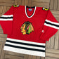 Chicago Blackhawks Stitched Hockey Jersey | Size Large | Vintage 1990s Starter NHL Hockey Red Jersey |