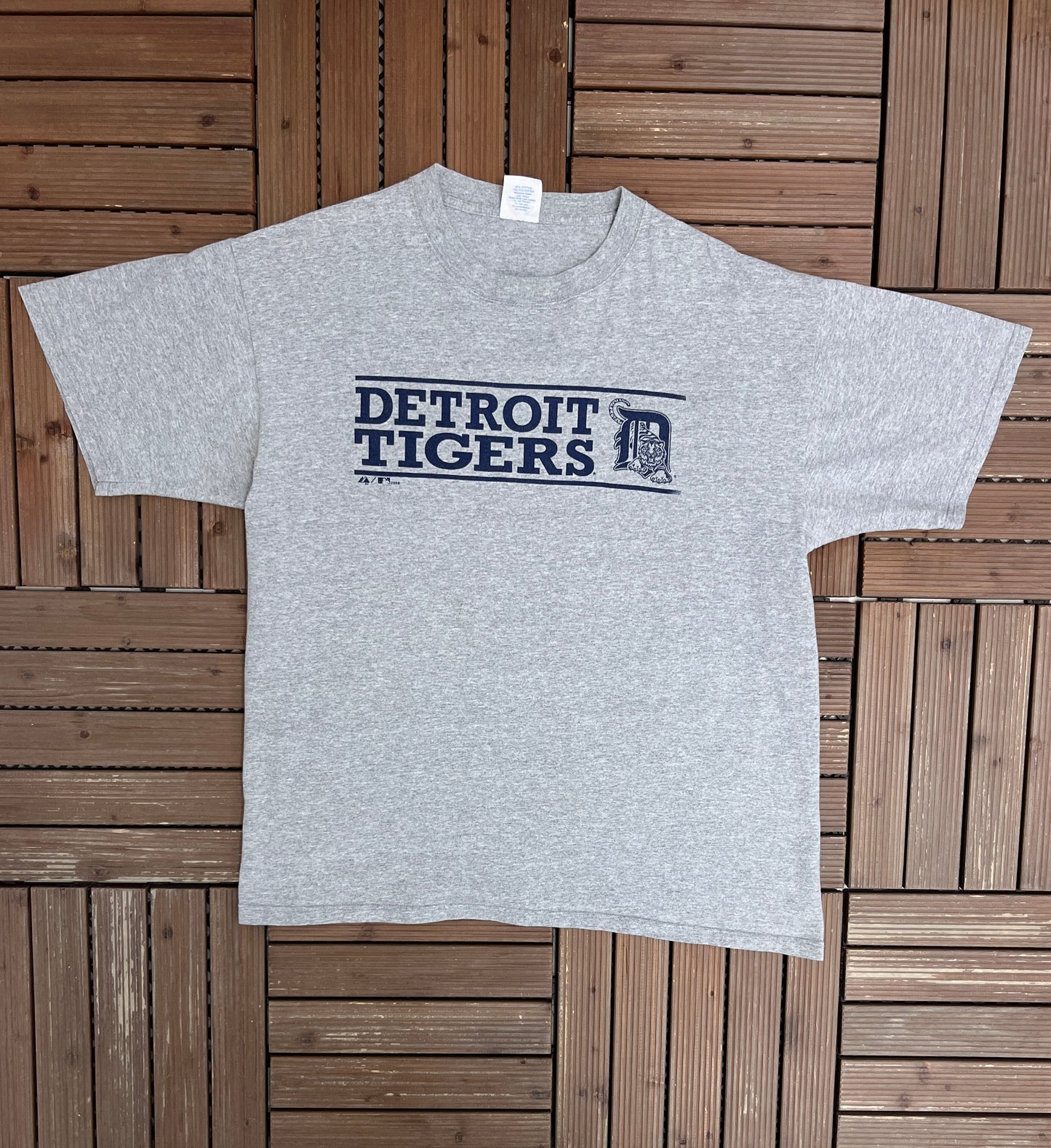 Detroit Tigers Graphic Tee | Size X-Large | Vintage 2000s MLB Baseball Grey T-Shirt |