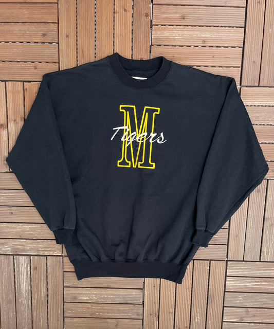 Missouri Tigers Embroidered Graphic Crewneck | Size X-Large | Vintage 1990s College Black Sweater |