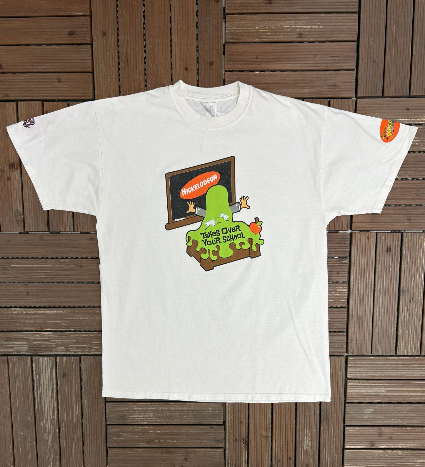 Nickelodeon Takes Over Your School Graphic Tee | Size X-Large | Vintage 1990s Cartoon White T-Shirt |