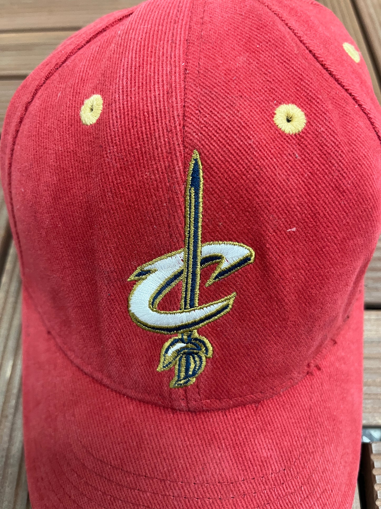 Cleveland Cavaliers Embroidered Graphic Hat | Strap Back | Vintage 2000s NBA Basketball Red Cap |