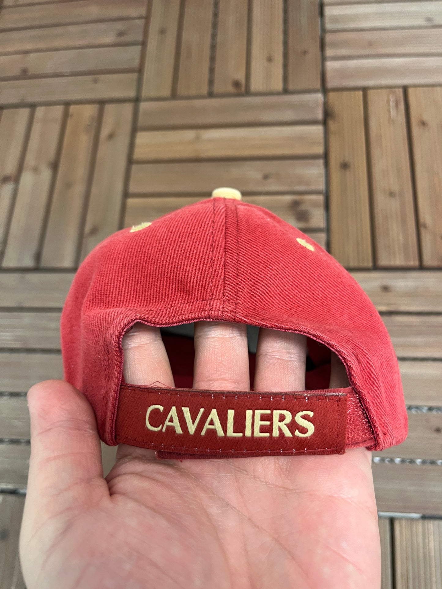 Cleveland Cavaliers Embroidered Graphic Hat | Strap Back | Vintage 2000s NBA Basketball Red Cap |