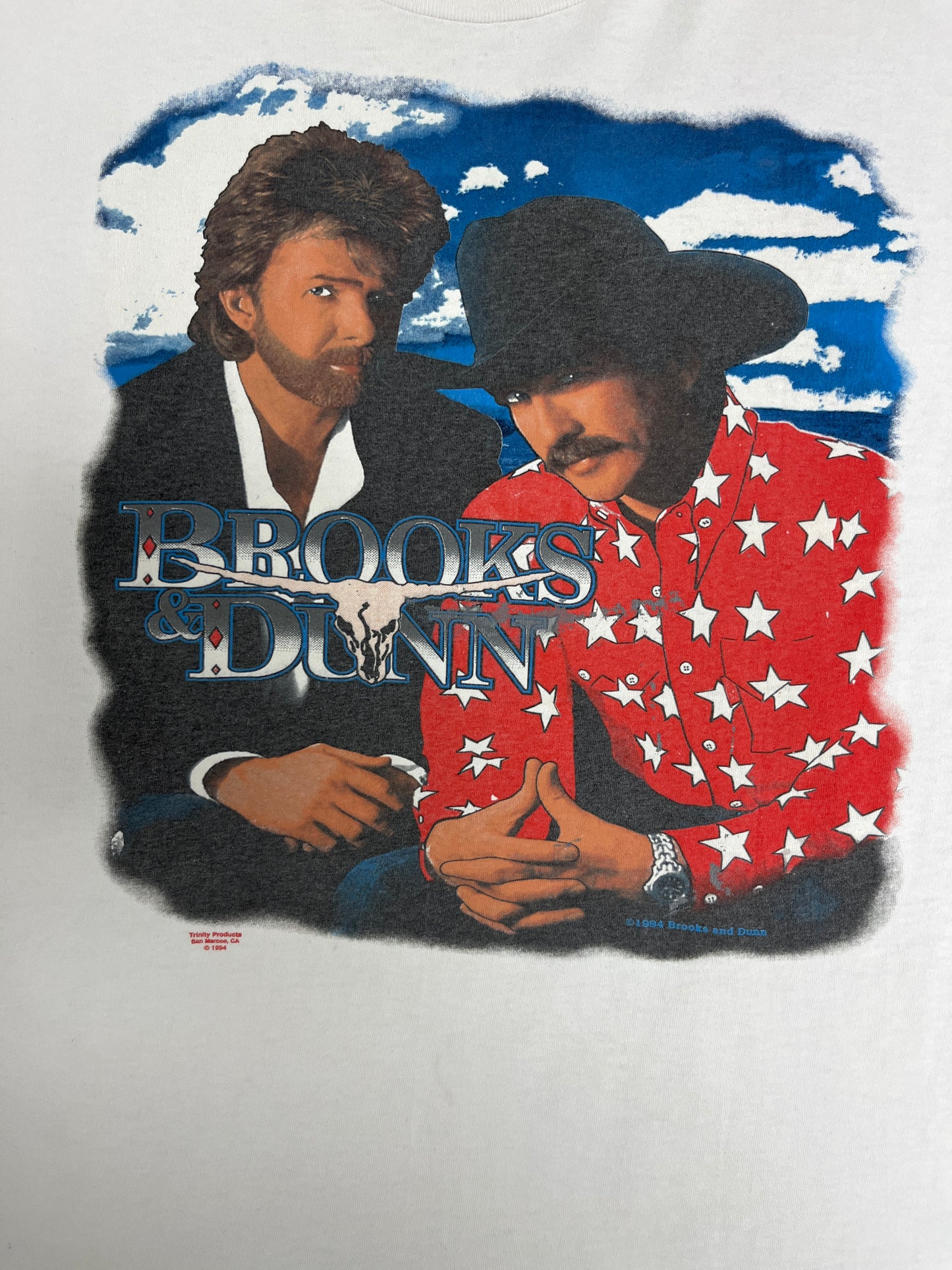 Brooks & Dunn Burnin' Up The Night Graphic Tee | Size Large | Vintage 1990s Promotional Country Music White T-Shirt |