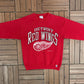 Detroit Red Wings Graphic Crewneck | Size Medium | Vintage 1990s NHL Hockey Red Sweater |
