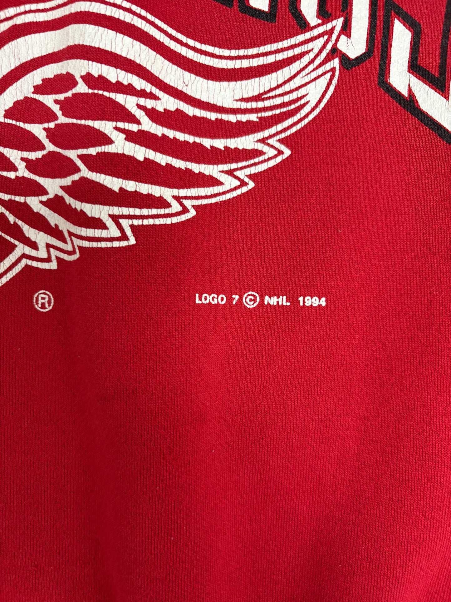Detroit Red Wings Graphic Crewneck | Size Medium | Vintage 1990s NHL Hockey Red Sweater |