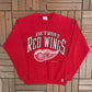 Detroit Red Wings Graphic Crewneck | Size Medium | Vintage 1990s NHL Hockey Red Sweater |