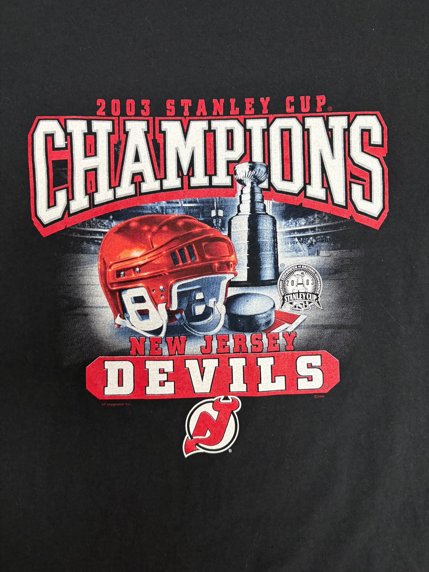 New Jersey Devils Stanley Cup Champions 2003 Graphic Tee | Size XX-Large | Vintage 2000s NHL Hockey Black T-Shirt |