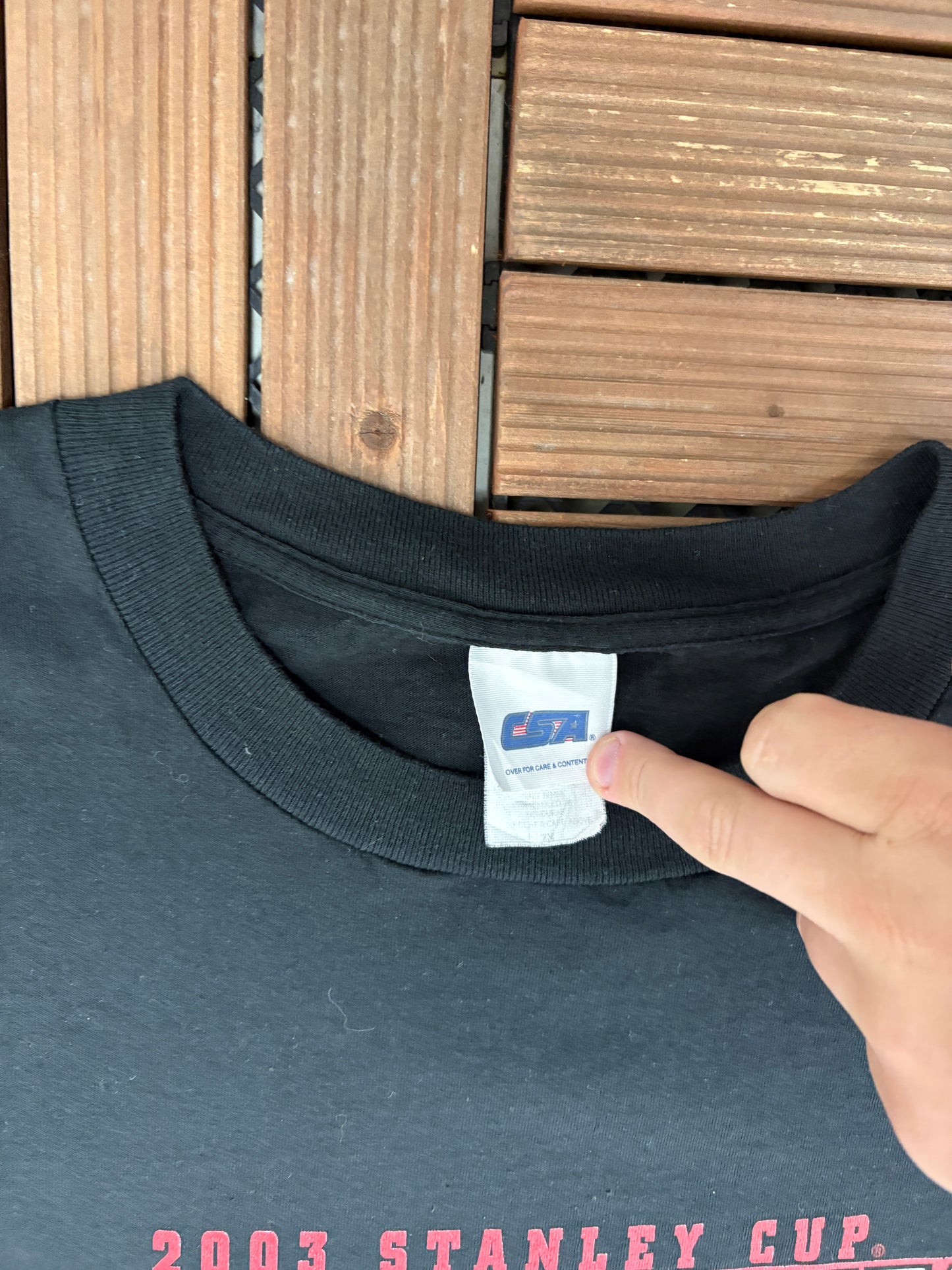 New Jersey Devils Stanley Cup Champions 2003 Graphic Tee | Size XX-Large | Vintage 2000s NHL Hockey Black T-Shirt |