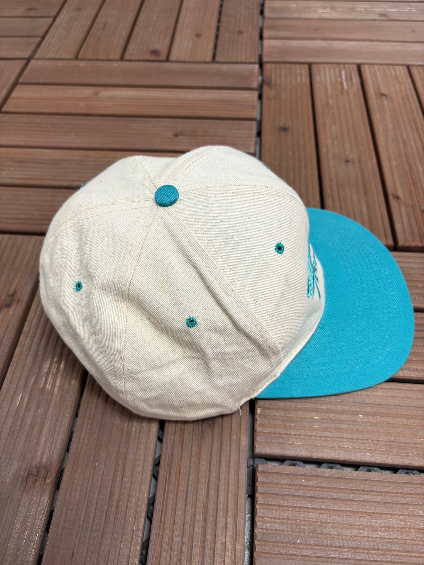 Hawaiian Tropic Embroidered Graphic Hat | Snap Back | Vintage 1990s Promotional White Cap |