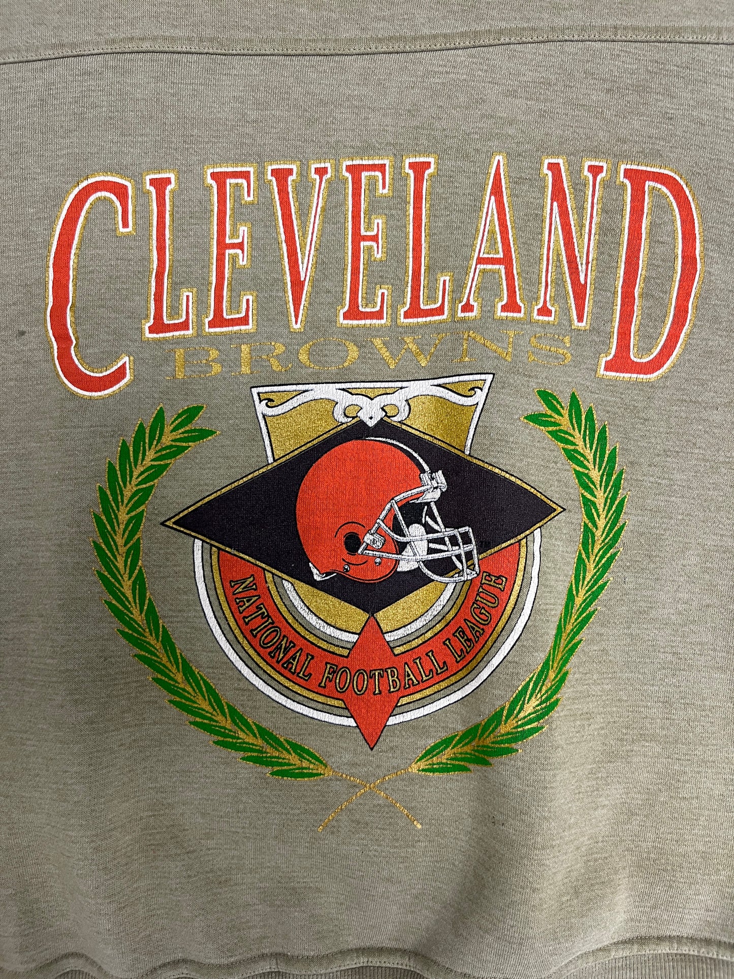 Cleveland Browns Graphic Crewneck | Size Large | Vintage 1990s NFL Football Grey Sweater |