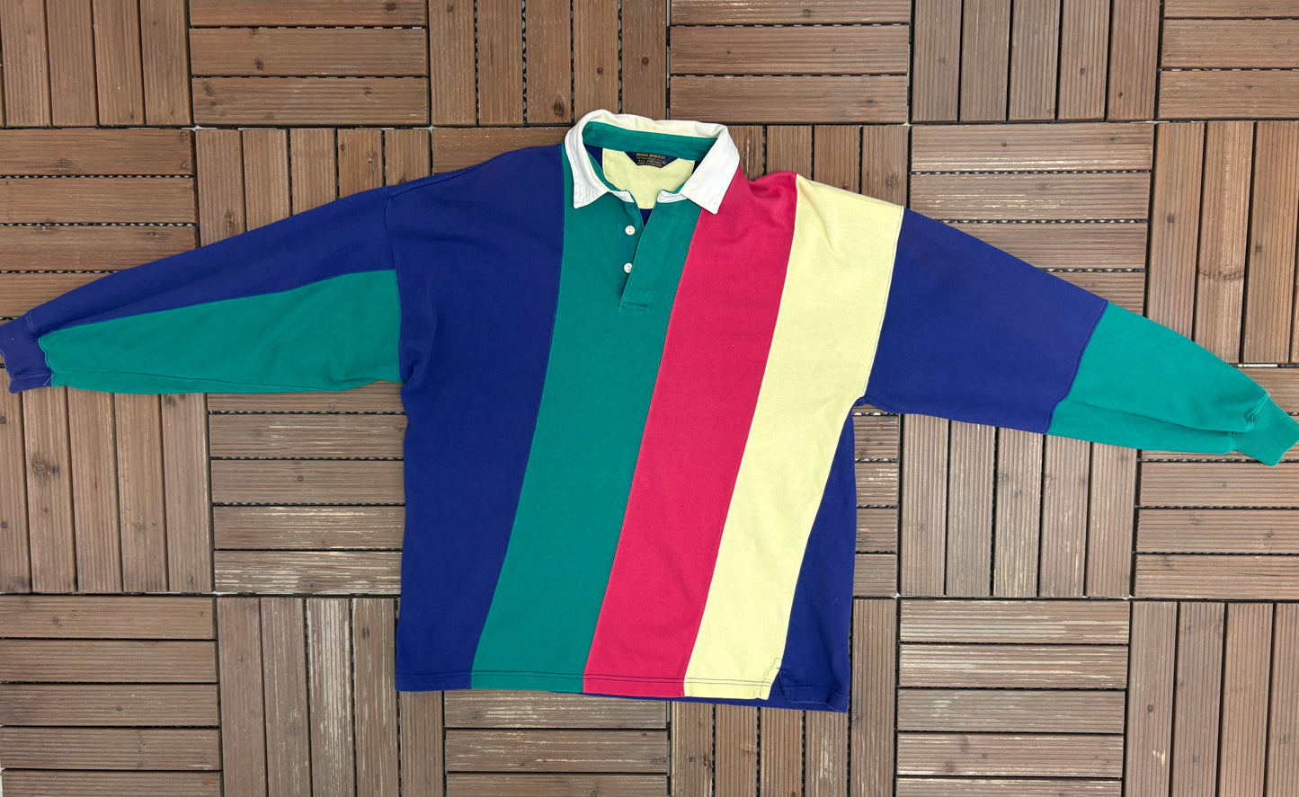 Brooks Brothers Striped Polo Shirt | Size X-Large | Vintage 1990s Colourful Collared Long Sleeve |