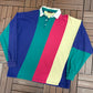 Brooks Brothers Striped Polo Shirt | Size X-Large | Vintage 1990s Colourful Collared Long Sleeve |