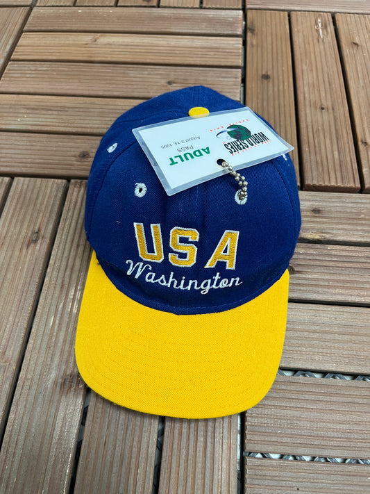 Washington, USA CABA World Series Graphic Hat | Snap Back | Vintage 1990s Baseball Blue Cap |