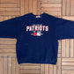 New England Patriots Tom Brady Graphic Crewneck | Size X-Large | Vintage 2000s NFL Football Blue Sweater |