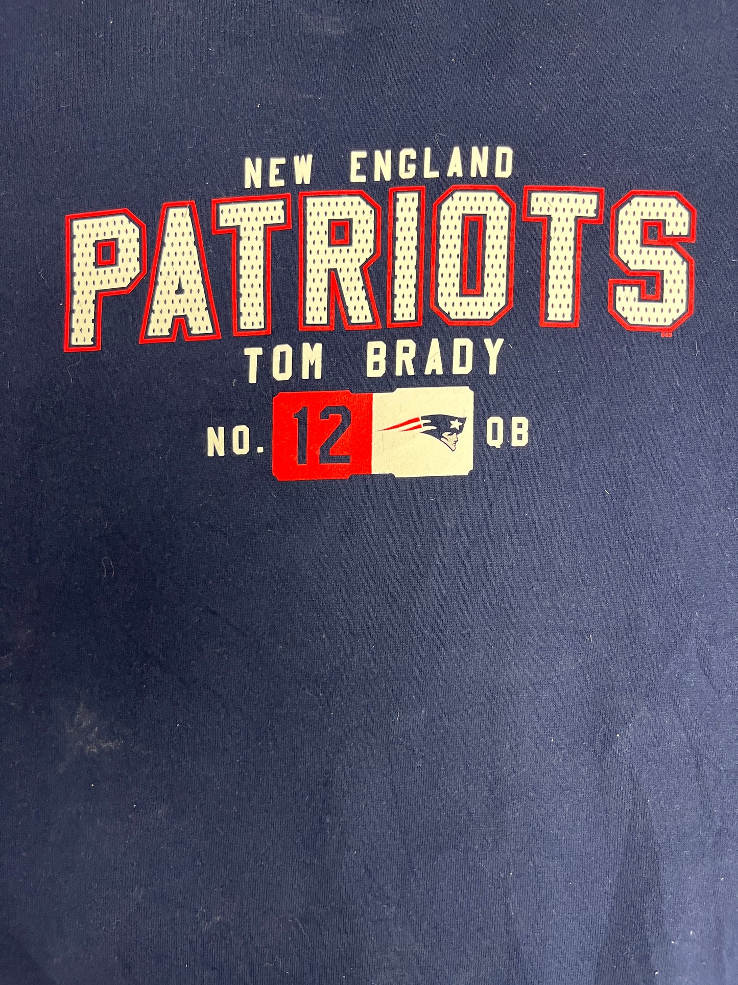 New England Patriots Tom Brady Graphic Crewneck | Size X-Large | Vintage 2000s NFL Football Blue Sweater |