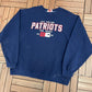 New England Patriots Tom Brady Graphic Crewneck | Size X-Large | Vintage 2000s NFL Football Blue Sweater |