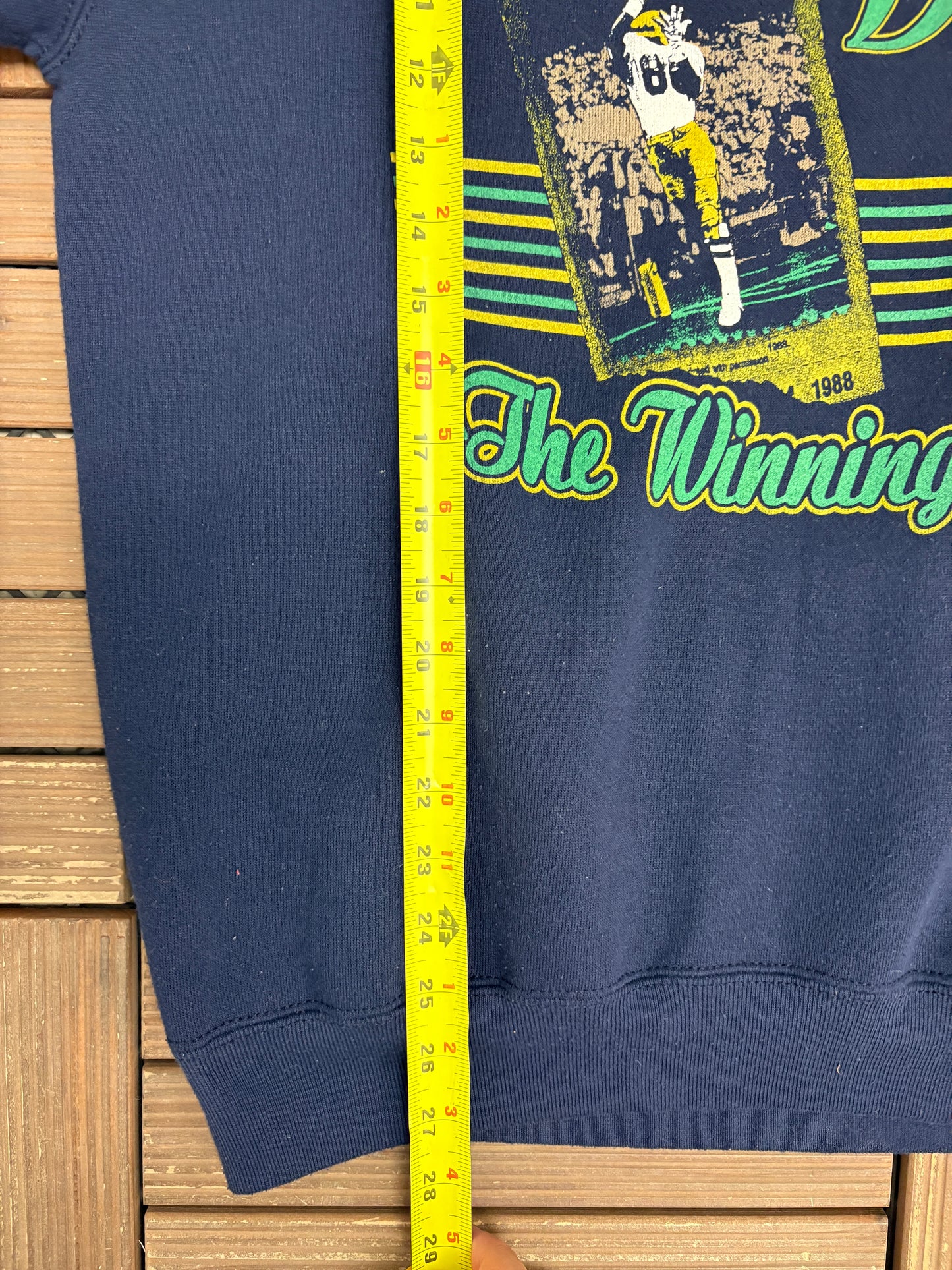 Notre Dame Fighting Irish The Winning Ticket Graphic Crewneck | Size Large | Vintage 1980s College Blue Sweater |
