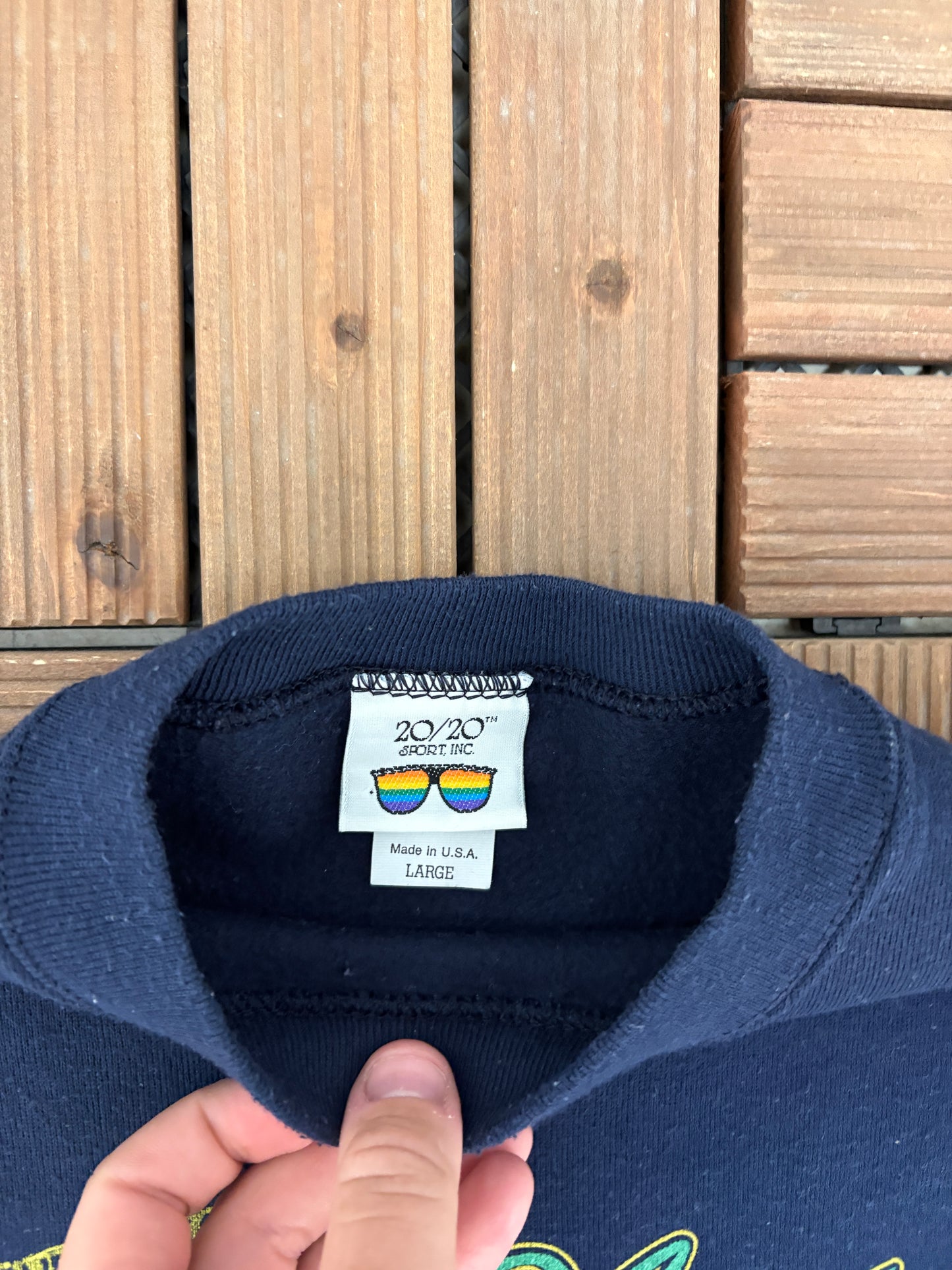 Notre Dame Fighting Irish The Winning Ticket Graphic Crewneck | Size Large | Vintage 1980s College Blue Sweater |