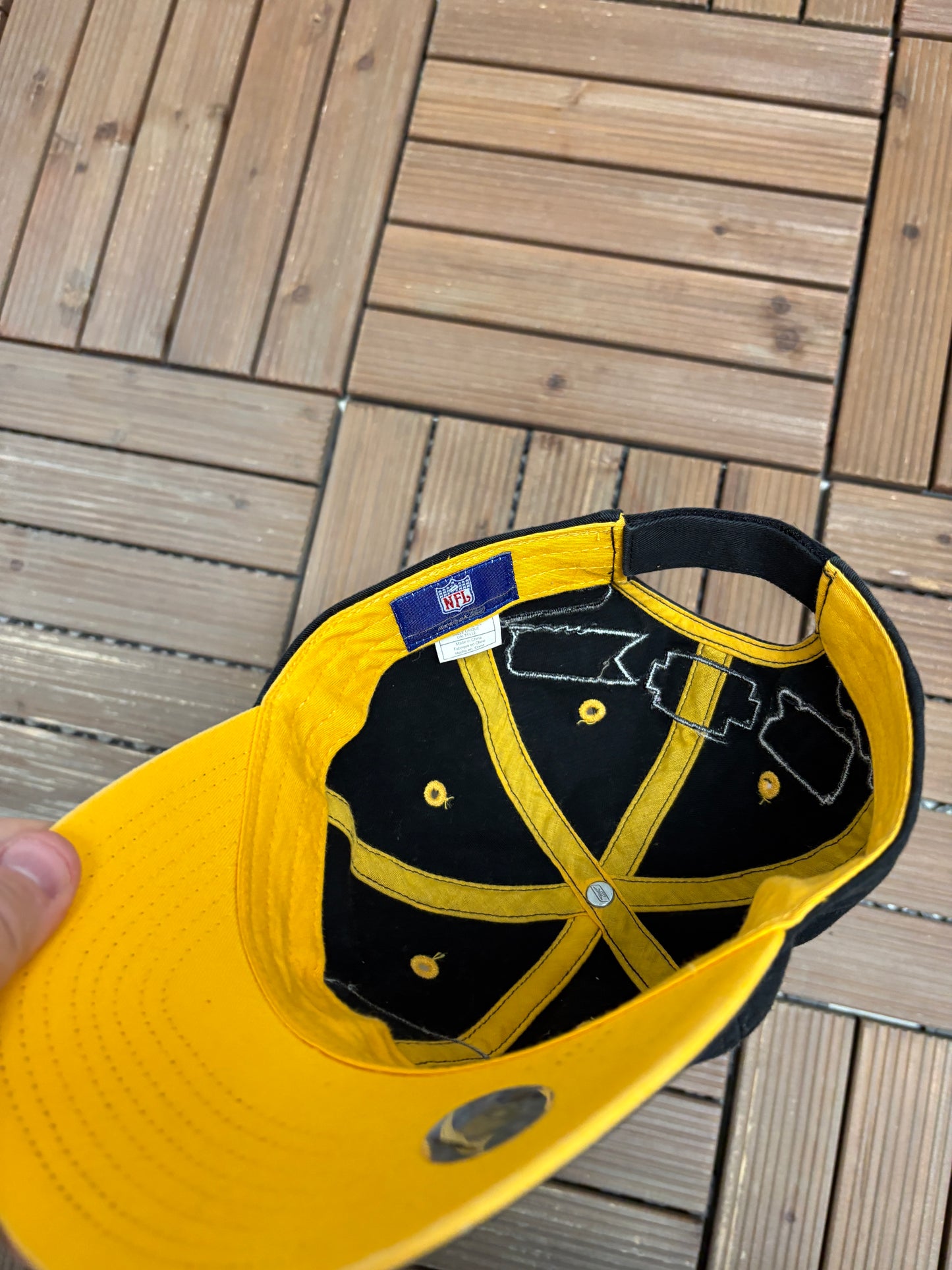 Pittsburgh Steelers Five Time Super Bowl Champions Hat | Strap Back | Vintage 2000s NFL Football Black Cap |