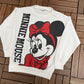 Minnie Mouse Big Print Graphic Crewneck | Size Small | Vintage 1990s Promotional Cartoon White Sweatshirt |