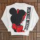 Minnie Mouse Big Print Graphic Crewneck | Size Small | Vintage 1990s Promotional Cartoon White Sweatshirt |