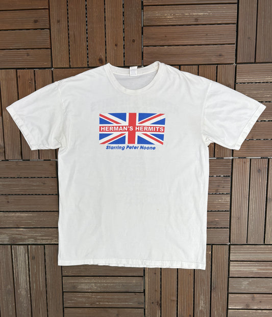Herman's Hermits World Tour 2006 Graphic Tee | Size Large | Vintage 2000s Rock Band White T-Shirt |