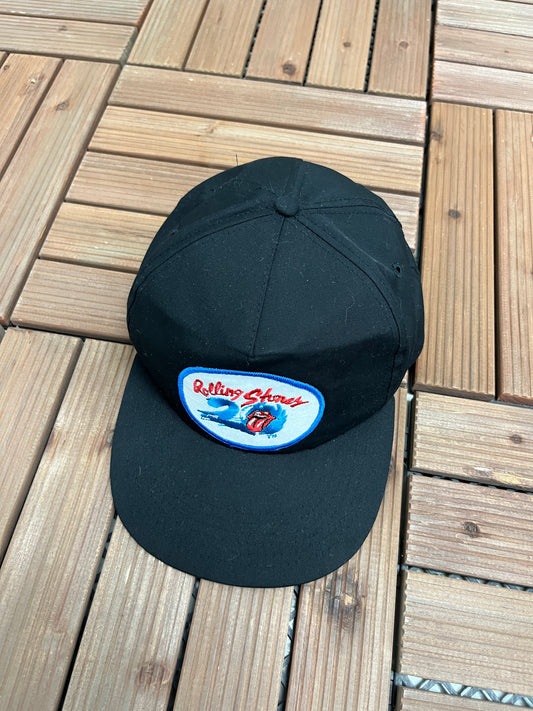 Rolling Stones Patch Graphic Hat | Snap Back | Vintage 1990s Rock Band Black Cap |