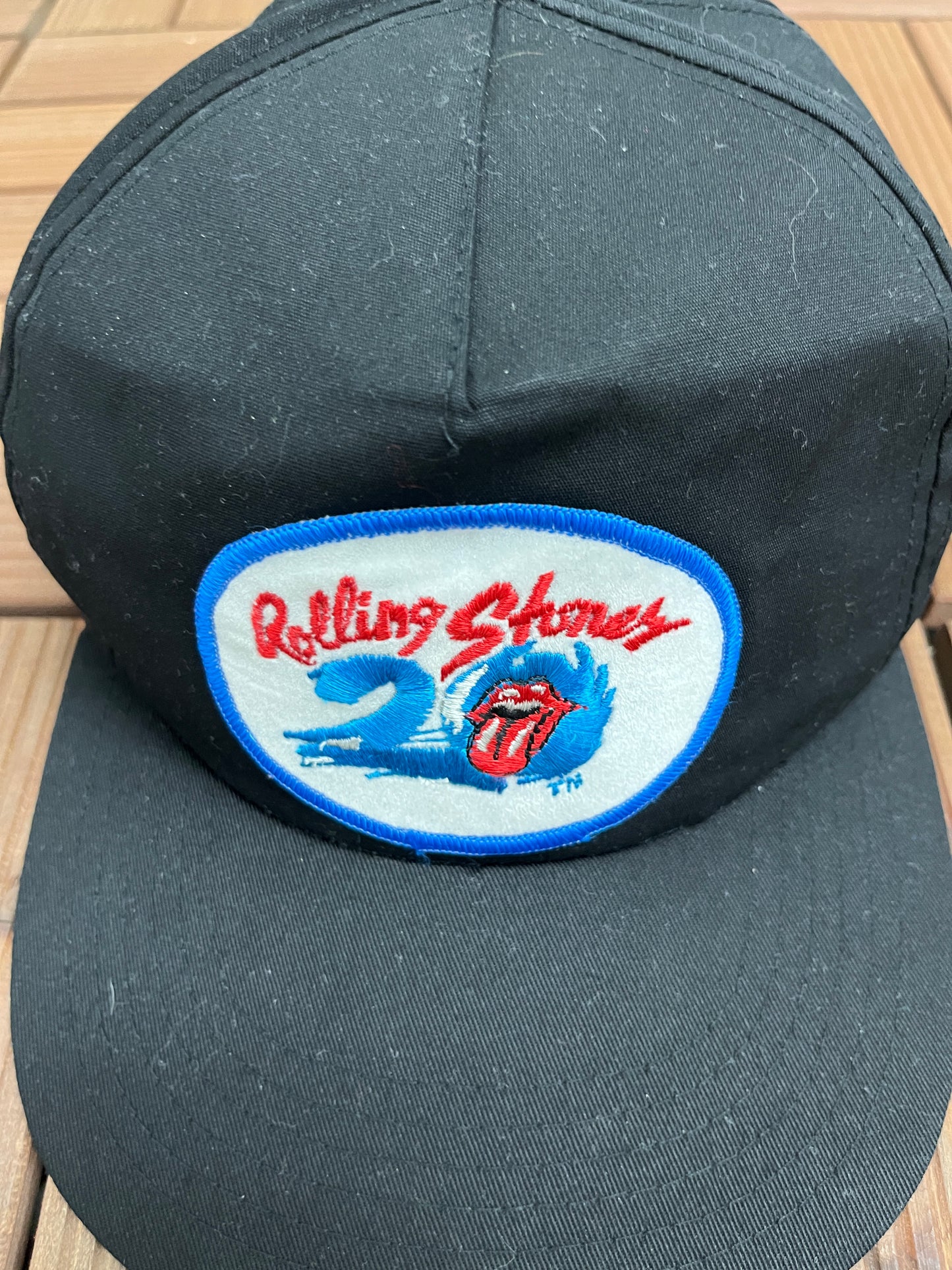 Rolling Stones Patch Graphic Hat | Snap Back | Vintage 1990s Rock Band Black Cap |