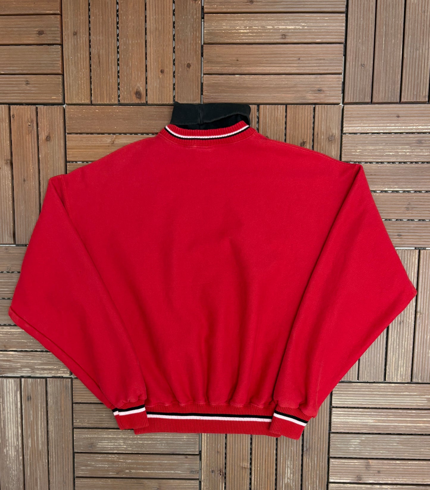 Chicago Bulls Embroidered Turtleneck Graphic Crewneck | Size X-Large | Vintage 1990s NBA Basketball Red Sweater |