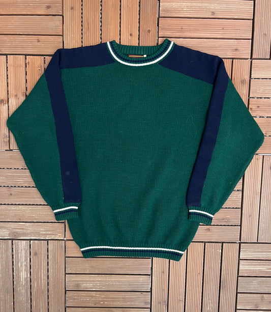 Olde English Lane Knit Crewneck | Size Small | Vintage 2000s Branded Green Knit Sweater |