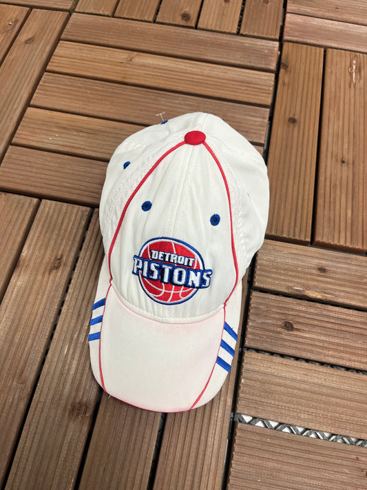 Detroit Pistons Embroidered Graphic Hat | One Size Fits All | Vintage 2000s NBA Basketball White Cap |