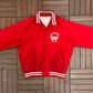 Canada Hockey Graphic Varsity Jacket | Size Large | Vintage 1990s Red Bomber Coat |