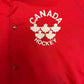 Canada Hockey Graphic Varsity Jacket | Size Large | Vintage 1990s Red Bomber Coat |