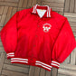 Canada Hockey Graphic Varsity Jacket | Size Large | Vintage 1990s Red Bomber Coat |