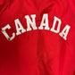 Canada Hockey Graphic Varsity Jacket | Size Large | Vintage 1990s Red Bomber Coat |