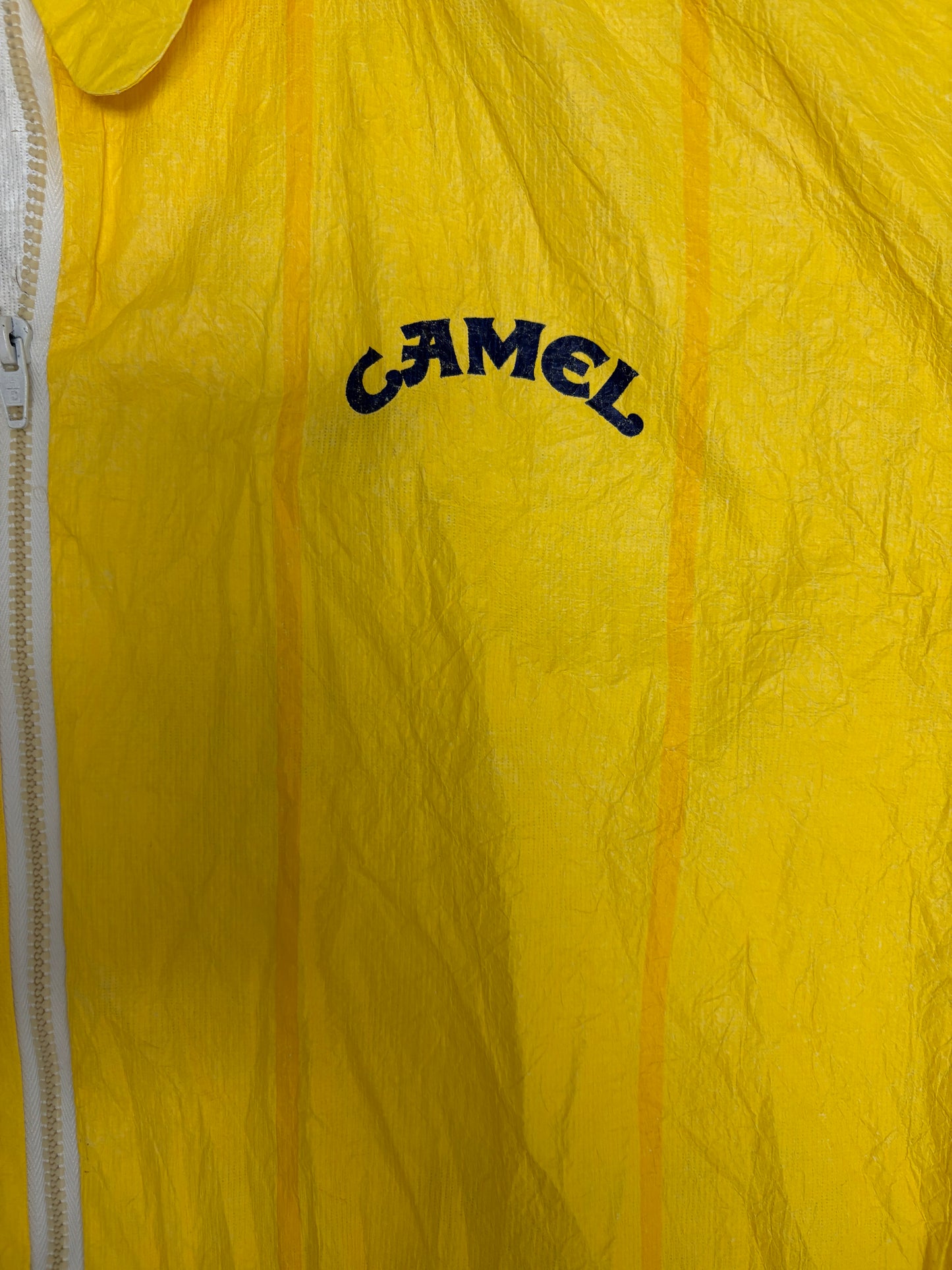 Camel Cigarettes Graphic Windbreaker | Size X-Large | Vintage 1990s Promotional Yellow Jacket |