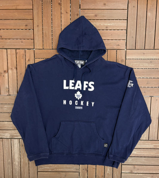 Toronto Maple Leafs Stitched Graphic Hoodie | Size XX-Large | Vintage 2000s CCM NHL Hockey Blue Sweatshirt |