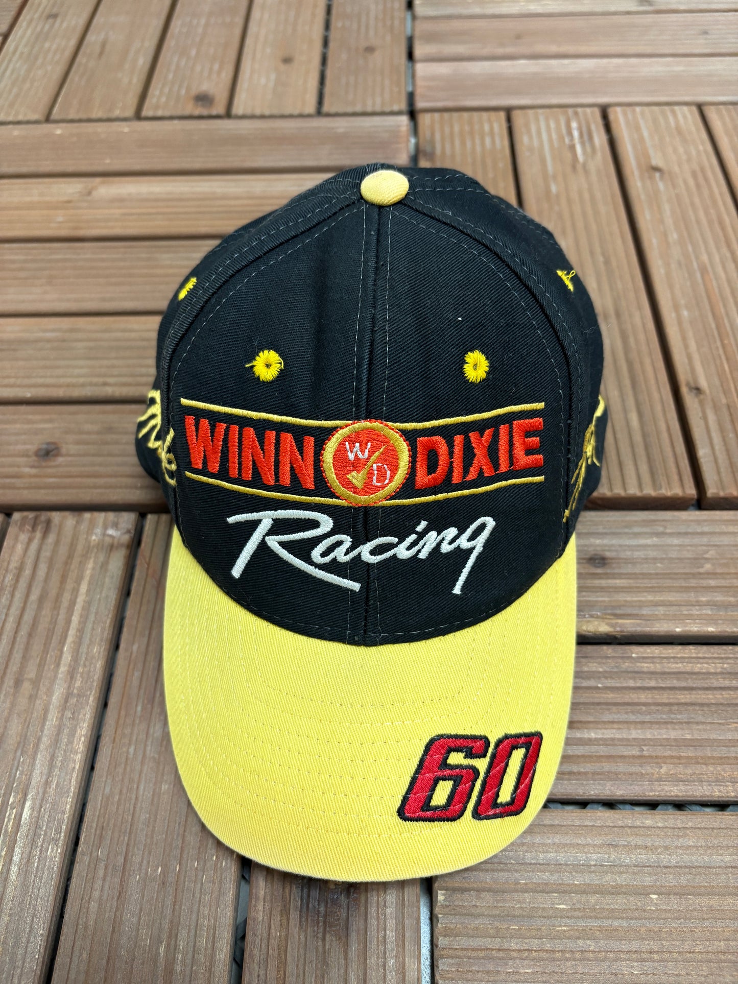 Winn Dixie Mark Martin Graphic Hat | Snap Back | Vintage 1990s NASCAR Racing Black Cap |