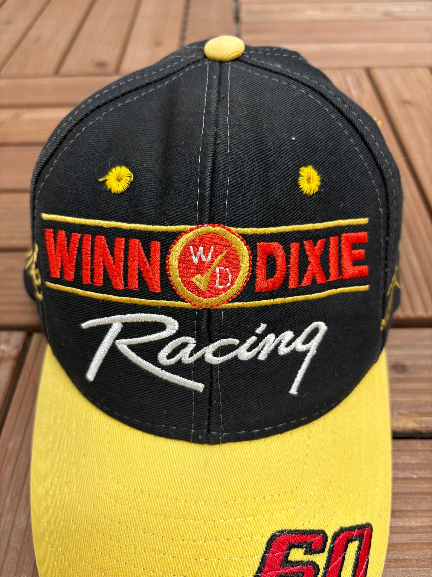 Winn Dixie Mark Martin Graphic Hat | Snap Back | Vintage 1990s NASCAR Racing Black Cap |