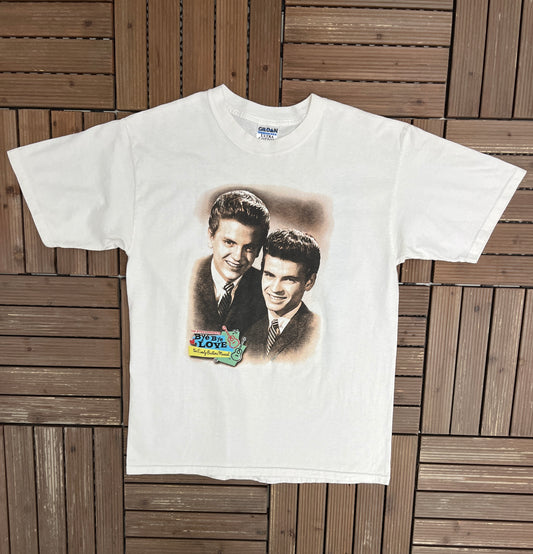 Bye Bye Love The Everly Brothers Musical Graphic Tee | Size Large | Vintage 1990s Rock Music White T-Shirt |