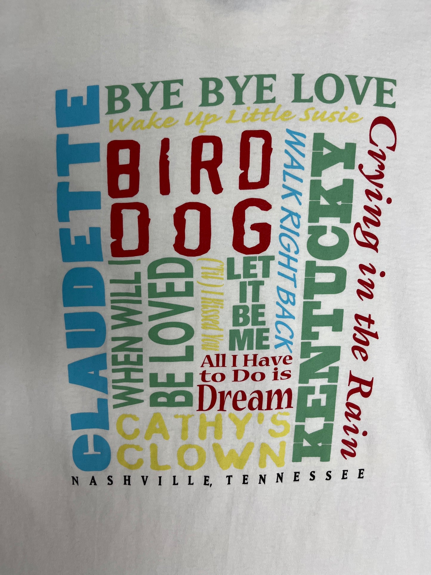 Bye Bye Love The Everly Brothers Musical Graphic Tee | Size Large | Vintage 1990s Rock Music White T-Shirt |