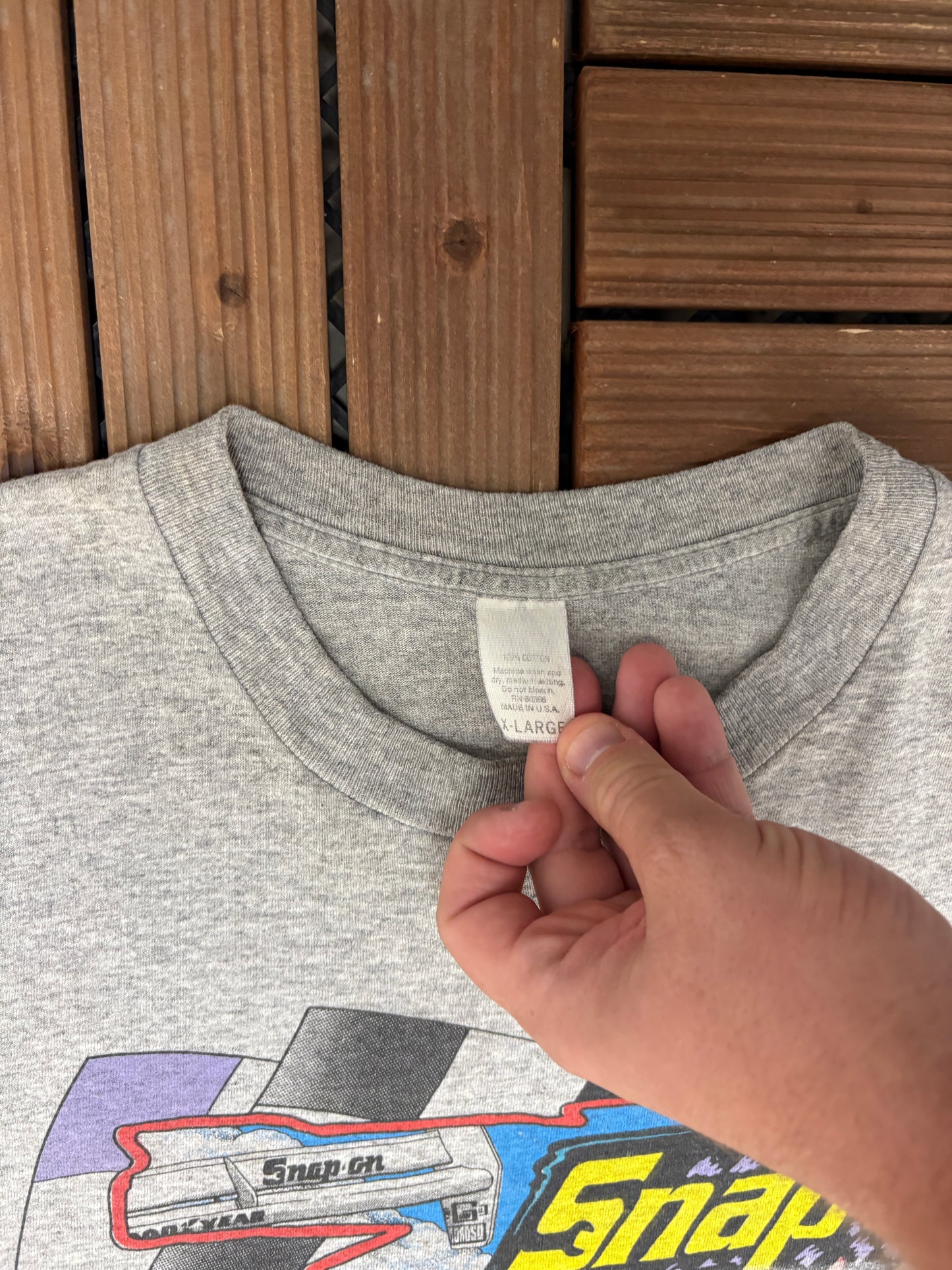 Doug Herbert Snap-On Racing Graphic Tee | Size X-Large | Vintage 1990s Racing Grey T-Shirt |