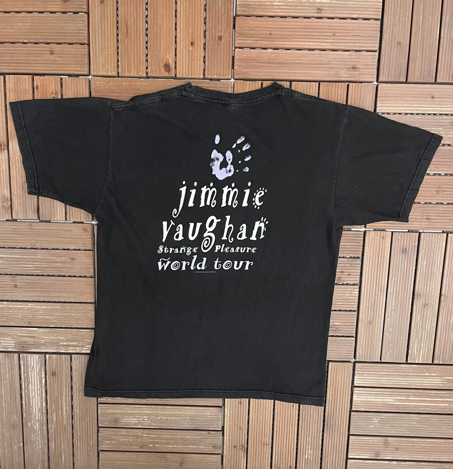 Jimmie Vaughan Strange Pleasure Tour 1994 Graphic Tee | Size Large | Vintage 1990s Rock Music Black T-Shirt |