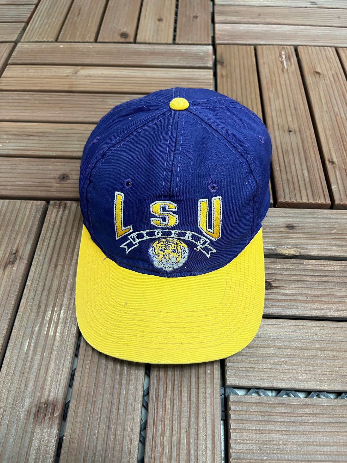 LSU Tigers Embroidered Graphic Hat | Snap Back | Vintage 1990s College Purple Cap |