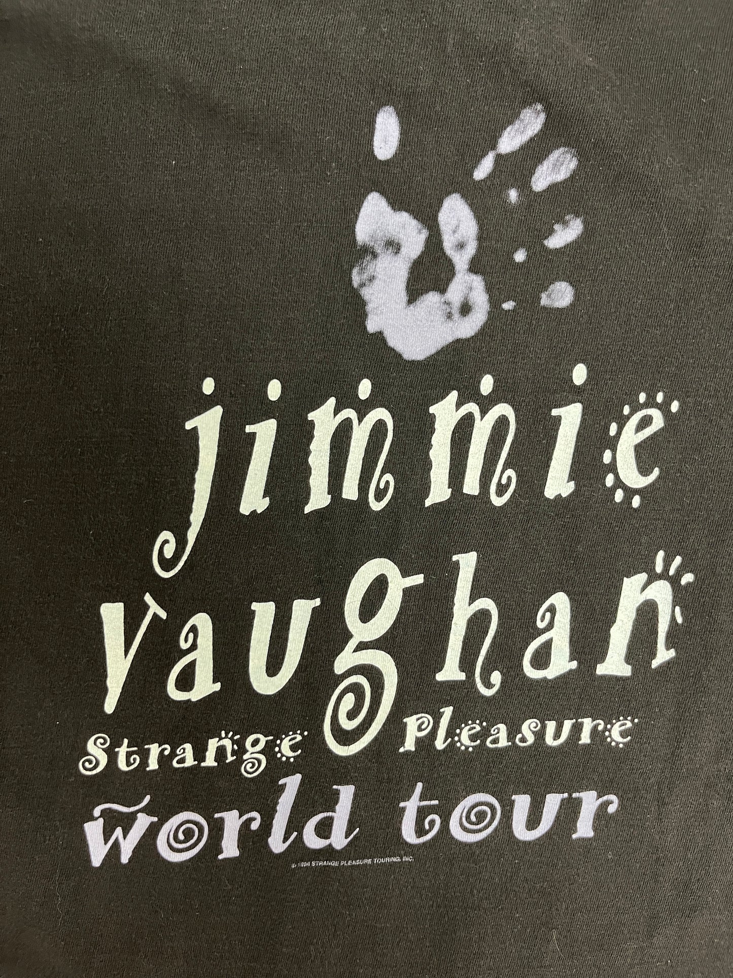 Jimmie Vaughan Strange Pleasure Tour 1994 Graphic Tee | Size Large | Vintage 1990s Rock Music Black T-Shirt |