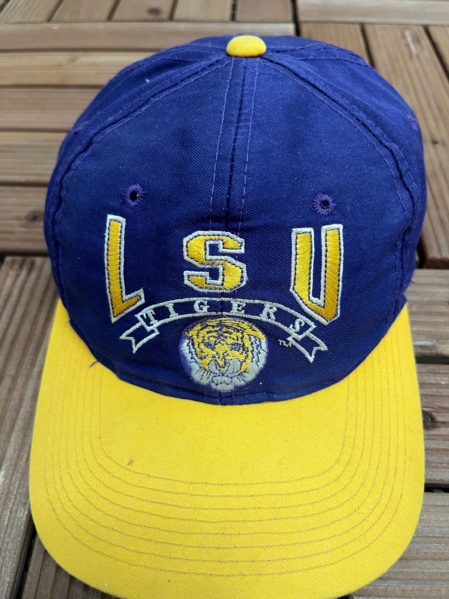 LSU Tigers Embroidered Graphic Hat | Snap Back | Vintage 1990s College Purple Cap |