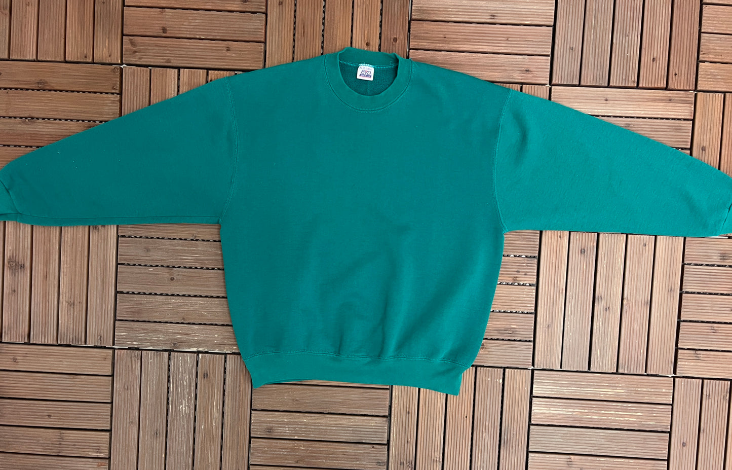 Green Blank Crewneck | Size X-Large | Vintage 1990s Made in USA Green Sweatshirt |