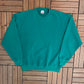 Green Blank Crewneck | Size X-Large | Vintage 1990s Made in USA Green Sweatshirt |