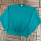 Green Blank Crewneck | Size X-Large | Vintage 1990s Made in USA Green Sweatshirt |